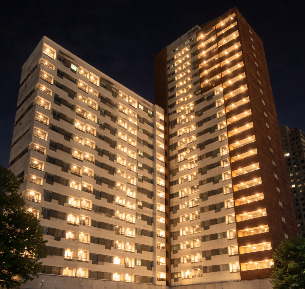 Obra iluminada pela Ilumine